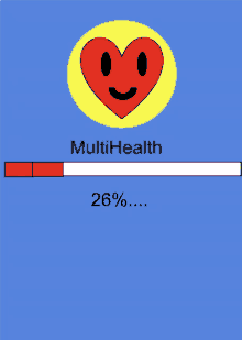 a loading bar for multihealth with a smiling heart in the center