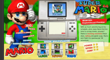 a poster for super mario ds shows mario holding a video game controller