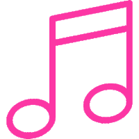 a pink music note icon on a white background