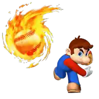 a cartoon character is about to catch a baseball that is on fire