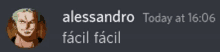 a screenshot of a message from alessandro