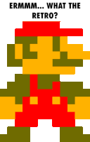 a pixel art of mario with the words ermm what the retro