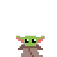 a pixel art drawing of a baby yoda from star wars .