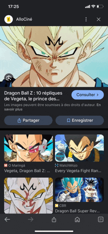 a screenshot of a dragon ball z app on a phone