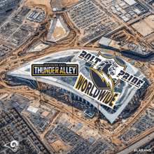 an aerial view of thunder alley and bolt pride stadiums