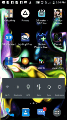 a screen shot of a cell phone showing a few apps such as gif maker and prisma