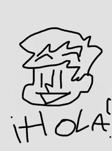 a black and white drawing of a person with the word hola written below it