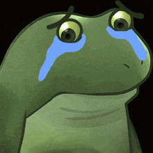 a frog with tears running down its face