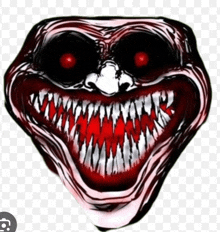 a drawing of a scary face with red eyes