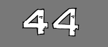 a black and white drawing of the number 44 on a grey background