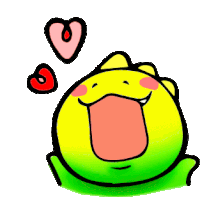 a cartoon of a frog with two hearts above it