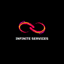 a logo for infinite services shows an infinity symbol