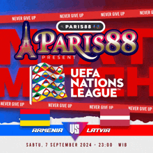 paris88 presents uefa nations league between armenia and latvia