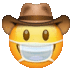 a cowboy emoji wearing a cowboy hat and a mask .