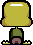 a pixel art drawing of a toaster with a yellow block on top of it .