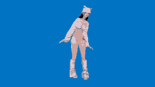 a 3d model of a woman wearing a white hat and boots