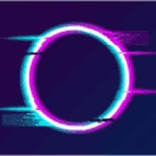 a neon circle with a purple and blue glow on a dark background .