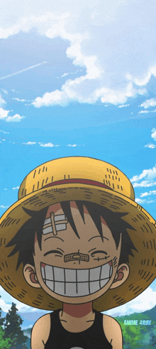 monkey d luffy from one piece is smiling with a bandage on his nose