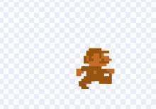 a pixel art of mario on a checkered white background