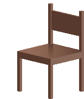 a brown chair with a white background is shown in an isometric view