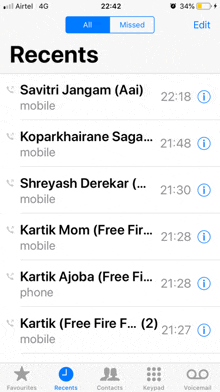 a phone screen shows a list of recent contacts