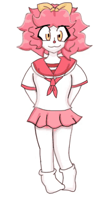 a drawing of a girl with pink hair and a sailor outfit