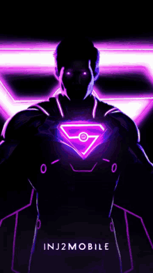 a poster for inj2mobile shows superman in purple