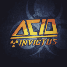 a logo for acid invictus with a nuclear symbol in the background