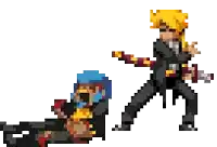 a pixel art of a man holding a gun