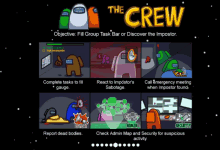 among us game that says the crew on the top left