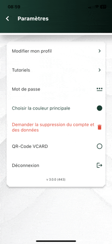 a screenshot of a phone 's settings page shows that the qr-code vcard option is missing