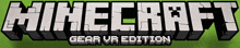 a logo for minecraft gear vr edition is shown on a green background