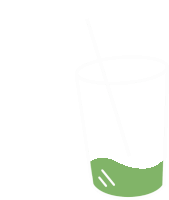 a drawing of a glass with a green straw in it