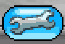 a pixel art drawing of a wrench on a blue background