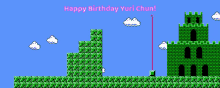 a video game screen says happy birthday yuri chun on it