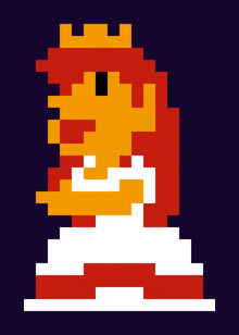 a pixel art of a princess with red hair and a crown