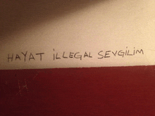 the word hayat is written on a wall