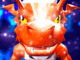 a close up of a dragon 's face with a light coming out of it