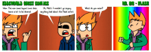 a cartoon of eddsworld guest comics with a rainbow colored background