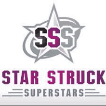 a logo for a company called star struck superstars with a star in the middle .