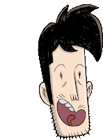 a cartoon drawing of a man 's face with his mouth wide open