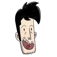 a cartoon drawing of a man 's face with his mouth wide open