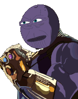 a cartoon drawing of thanos holding a glove