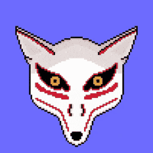 a pixel art drawing of a fox 's head