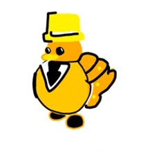 a yellow chicken wearing a tuxedo and a top hat .