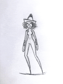 a drawing of a naked woman wearing a cowboy hat