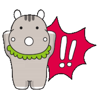 a cartoon drawing of a hippo with an exclamation point