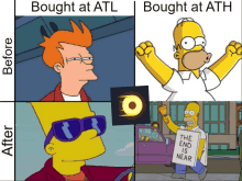 a cartoon of homer simpson holding a sign that says the end is near