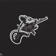 a black and white drawing of a mouse holding a rifle