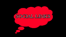 a red thought bubble that says social links on a black background